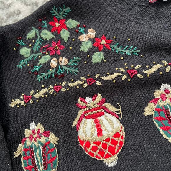Vintage Tiara International Y2K Christmas Cardigan Sweater Medium Holiday - Picture 7 of 8